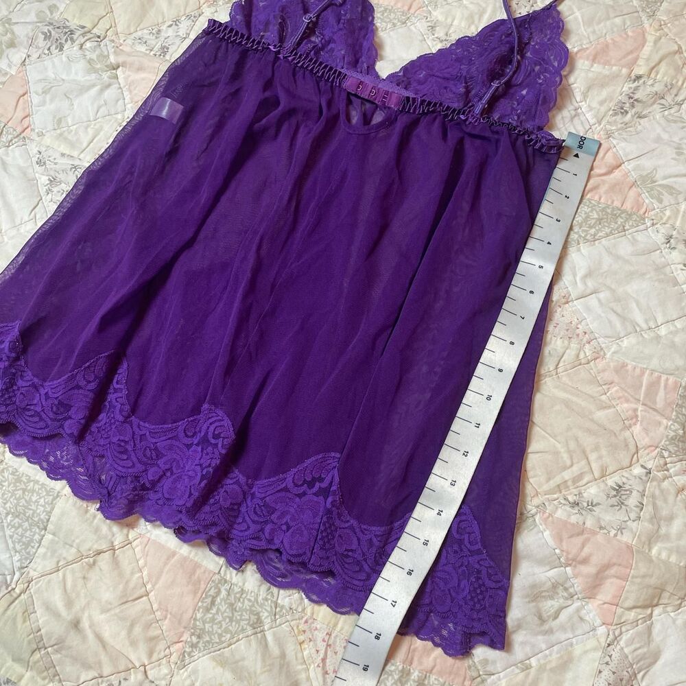 frederick’s of hollywood royal purple floral lace fairy cami slip dress large - Picture 5 of 7